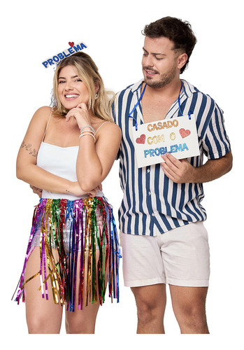 Kit Carnaval Para Casal Plaquinha + Tiara O Modelo