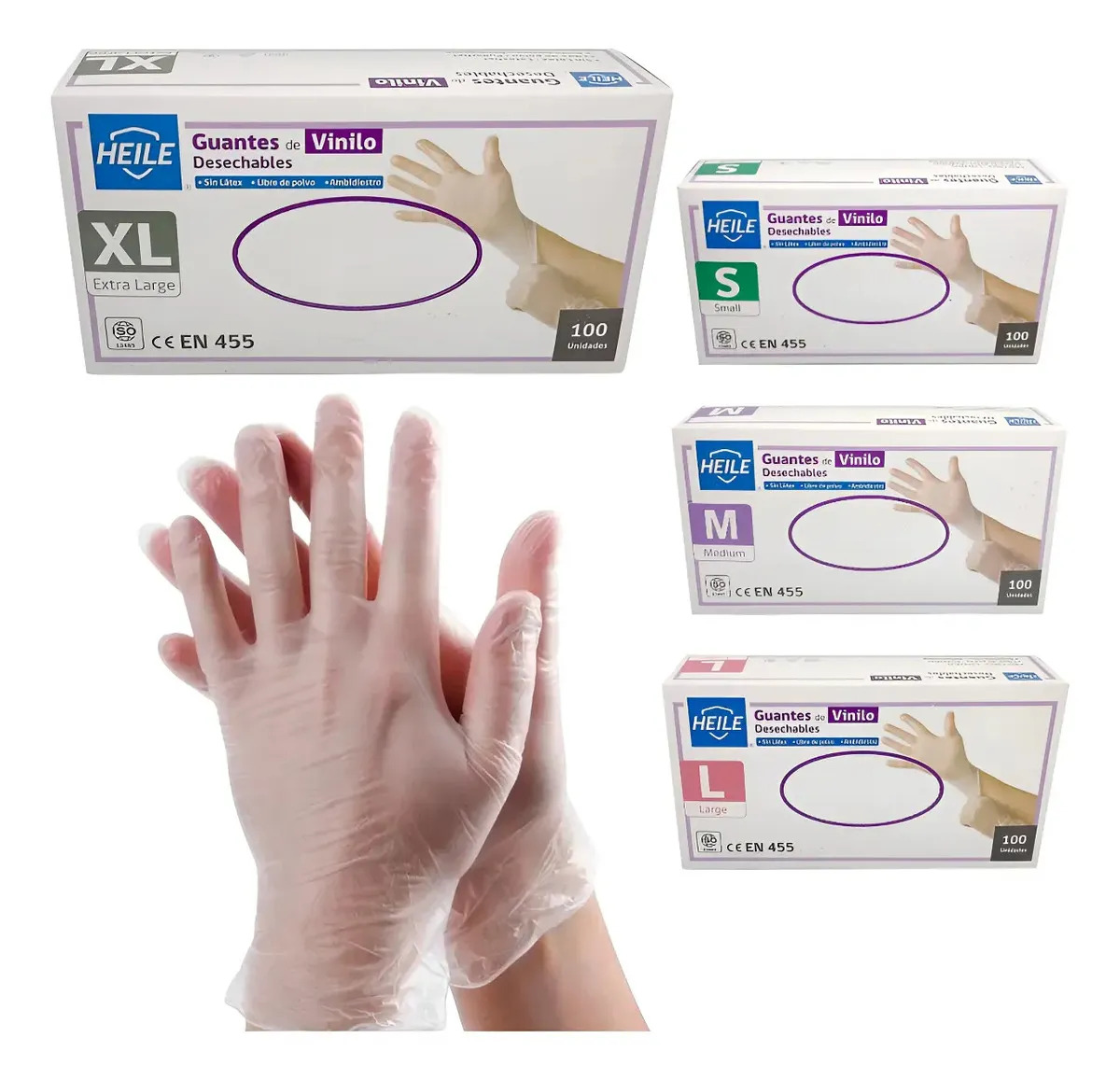 Guante De Vinilo Caja 100 Uds Talla S M L Xl Color Guante Vinilo Heile