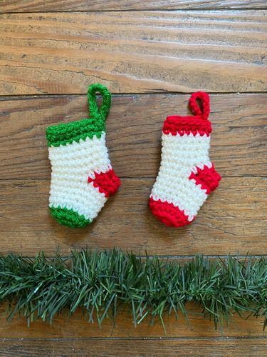 Lote De 5 Adornos Navideños Tejidos Al Crochet Dame Mi Lana