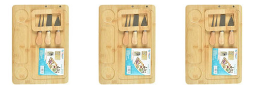 Pack 3 Tabla Para Quesos Picoteo  Madera Bambú 33x24cm