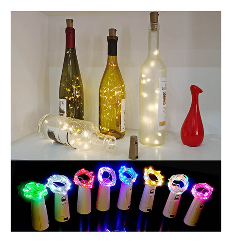 Aoucol Paquete De 9 Luces Para Botella De Vino Con Corcho, 3