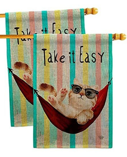 Juguete - Ornament Collection Take It Easy Burlap House Flag