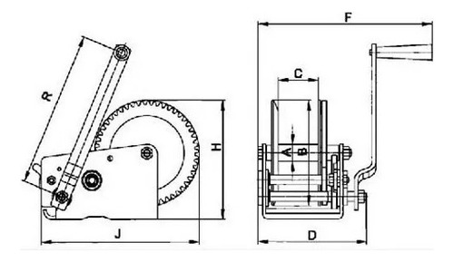 Malacate Manual Con Cinta + Gancho Para 600lb (270kg)
