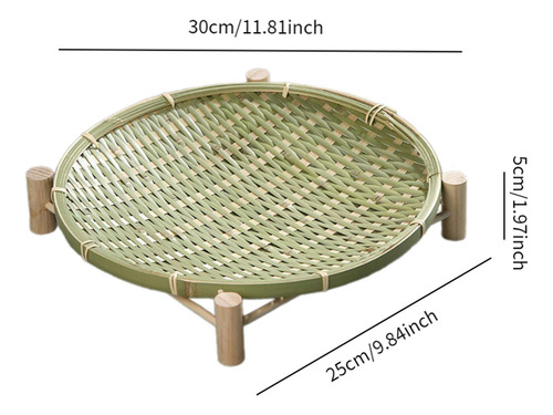 Cesta Tejida De Bambú, Cesta Para Servir Con 30cm Verde