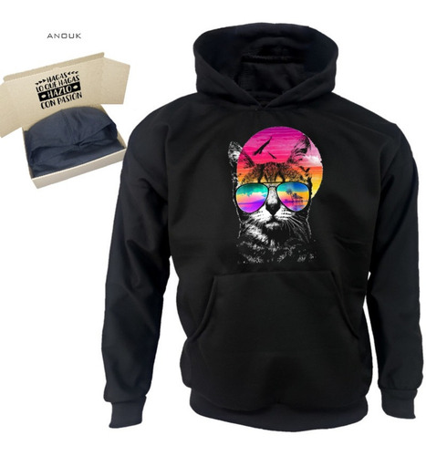 Imagen 1 de 10 de Buzo Hoodie Personalizado Saco Gato Play Estampado Unisex