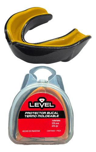 Protector Bucal Termo Moldeable Level Estuche Box Mma Sport Amarillo Sin Sabor