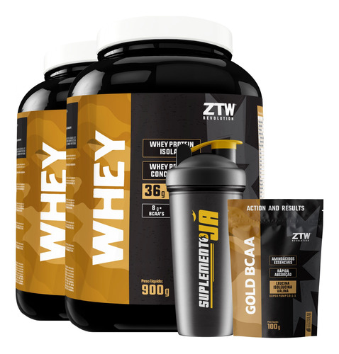 Combo Duplo Whey Protein 1,8kg + Brinde + Coqueteleira