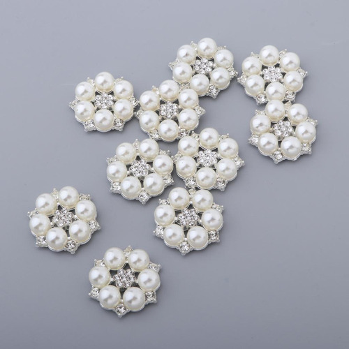 2x 10 Piezas De Botones De Perlas Artificiales Adorno De