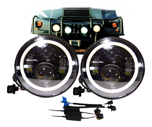 Para Hummer H1 H2 H3 H3t 7  Pulgadas 120w Led Halo Ojo De An