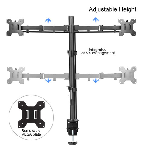 Suptek Dual Led Lcd Monitor Stand Up Desk Mount Extra T...