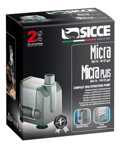 Bomba De Agua Sicce Micra Plus -600lts/h - 6,5w De Consumo