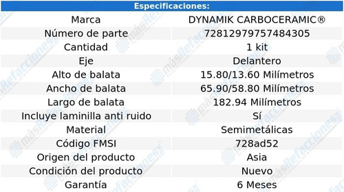 Balatas Semimetalicas Delantera V1500 Suburban L6 4.1l 90-91