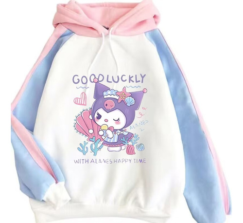 Sudadera Holgada Con Estampado Digital Kuromi Smile Love Tre