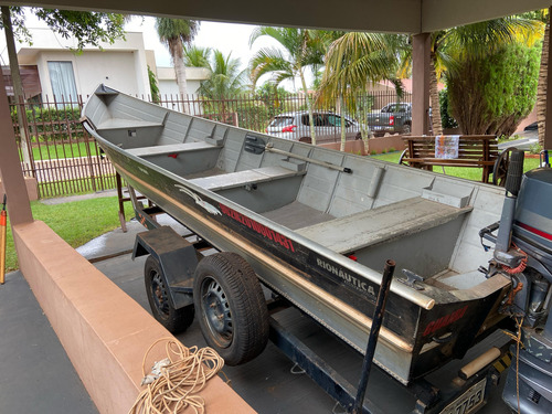 Barco Tupi Borda Alta Com Motor 25 Hp E Carreta