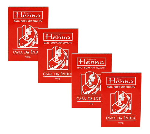Henna Indiana 100% Natural Casa Da Índia Premium 4un