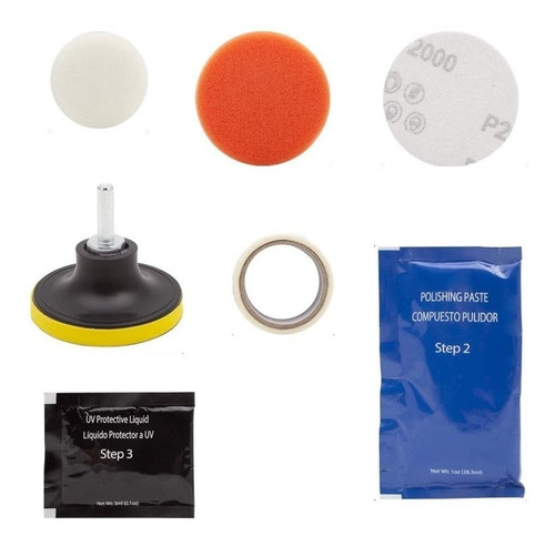 Kit Pulidor De Focos Auto Restauración Focos Micas Plásticas