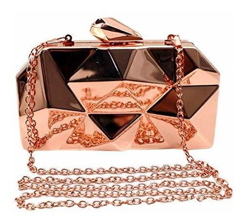 Bolso Para Dama De Noche Reberomantic Tela Rosa Dorado