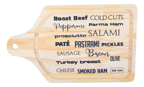Tábua Para Servir Frios Petiscos Carne Com Cabo 33x20