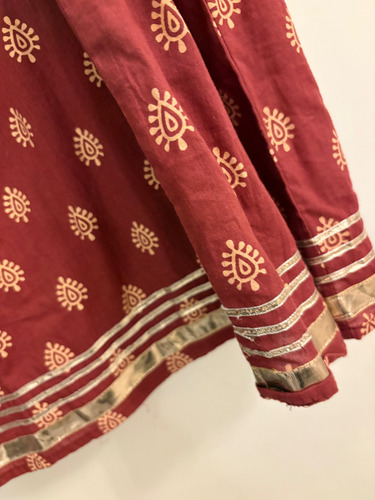Pollera Larga Indian Style C/cordón Ajuste Pompones.ruedo (Usado)