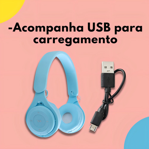 Fone Ouvido Sem Fio Bluetooth Recarregável P2 Sd Fm Rosa