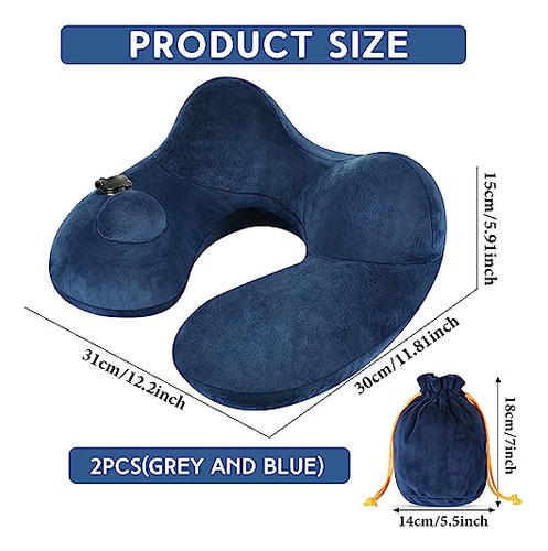 Almohadas Inflables De Viaje, 2 Unidades, Suave Y Compacta