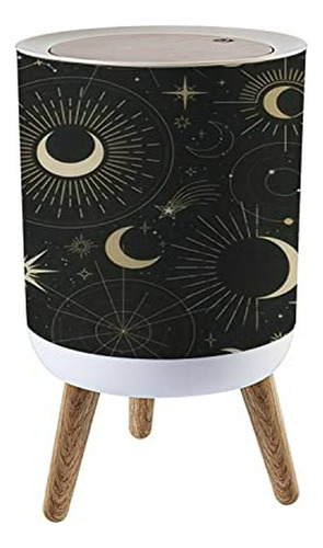 Papelera Pequeña Con Tapa Decorativa  Luna Mágica 