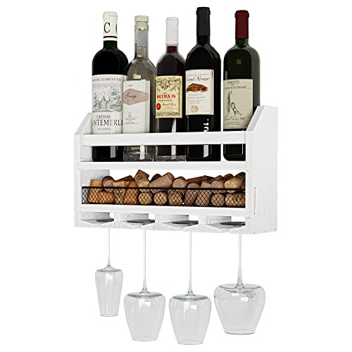 Blanc - Soporte De Pared Botellas De Vino, Soporte Co