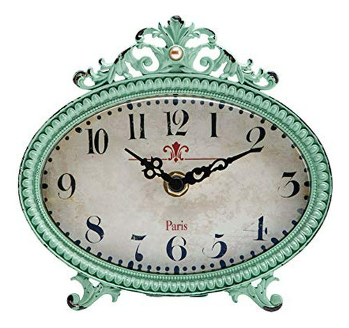 Reloj De Mesa Vintage Turquesa Estilo Rococó.