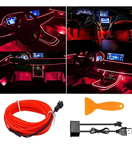 Jaizaiwj Red Usb El Wire Car Led Interior Strip Light Neon W