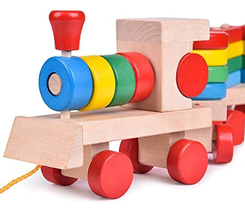 Pequeños Juguetes Divertidos Tren De Madera De 15.5 Pulgadas