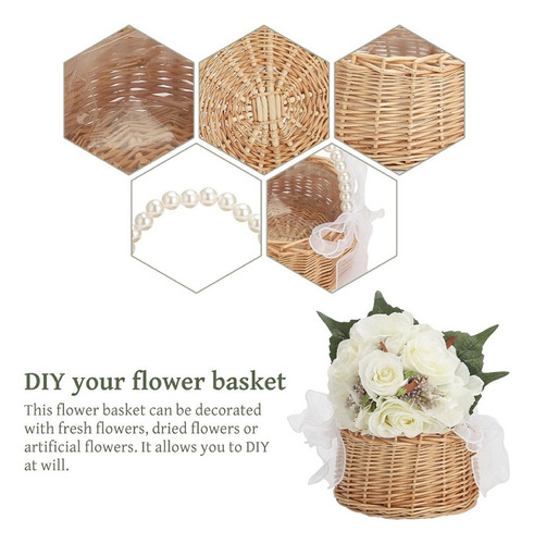 Wyq Cesta De Mimbre Para Niñas Con Flores Para Bodas, Cesta