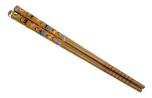 Hashi De Bambu Infantil Amarelo Com Macacos 1 Par