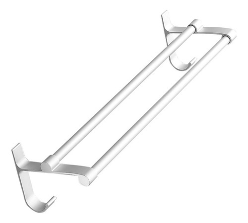 Toallero De Aluminio Con Barra Doble, Color Blanco Plateado,