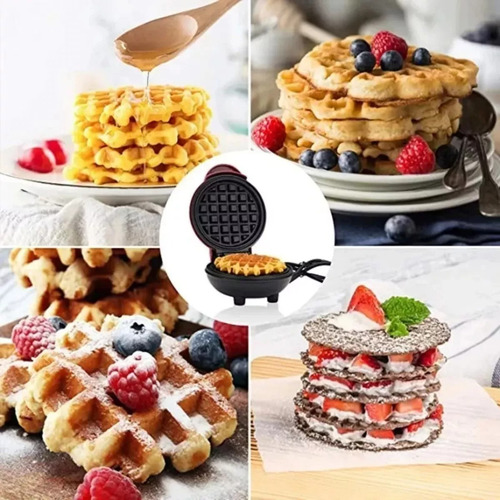 Mini Máquina De Gofres Waflera Pequeña Redonda Hacer Desayun