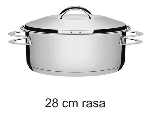 Imagem 2 de 5 de Caçarola Tramontina Solar Rasa Inox Fundo Triplo 28 Cm 7,1 L