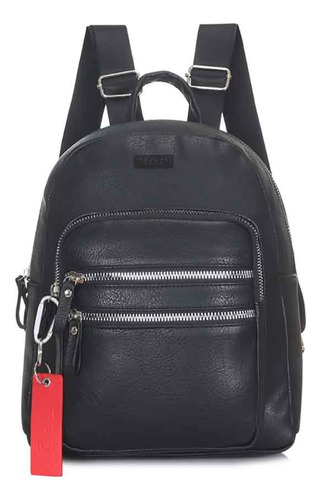 Mochila Trendy Simil Cuero Incluye Llavero Urbana Lubeca Color Negro 2