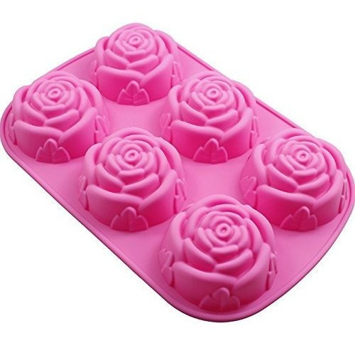 Motzu Pieces 6 Cavity Rose Flower Silicone Ice Cube Candy Ch