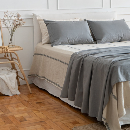 Manta Isahome Pie De Cama Tusor Premium 240x140 Cm Color Gris Diseño Liso
