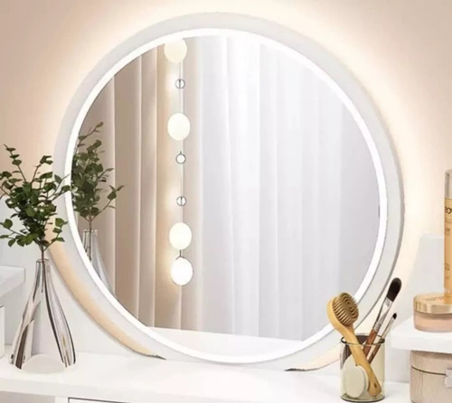 Tocador De Madera Con Espejo, Luz Y Taburete 80x40x120cm