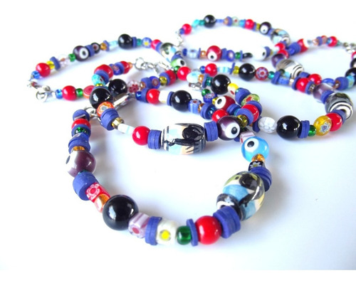 Imagen 2 de 2 de Pulsera Ojo Turco Ceramica Neopreno Multicolor Souvenir