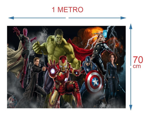 Imagem 2 de 6 de Super Kit Vingadores Decoração Totem Displays + Painel