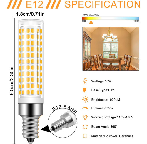 Bombilla Led E12 Regulable Zhenming Equivalente De 100 Led A