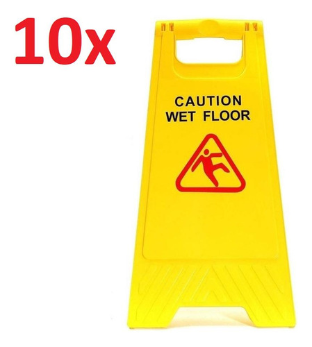 Kit 10 Cavaletes De Sinalização Caution Wet Floor Prevenção