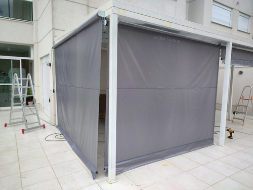 Toldo Retrátil Cortina 1,80m X 2m Lona Pvc + Kit Peças Mola