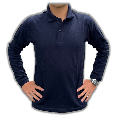 Camiseta Tipo Polo Manga Larga 100%algodon Colores 