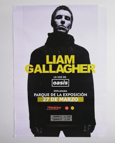 Póster De Liam Gallagher, Vocalista De Oasis, Lima 2018