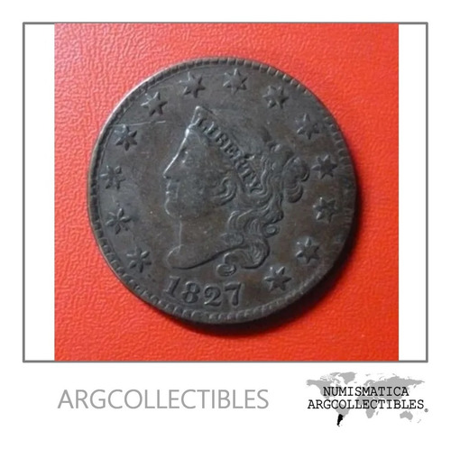 Usa Moneda 1 Centavo 1827 Coronet Km-45 Vf+