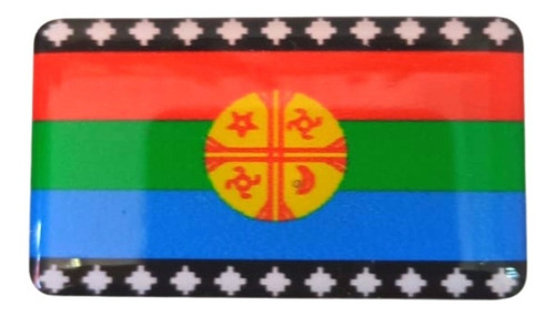 Stiker Bandera Mapuche 3d Resina Dome