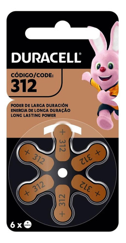 Pilas Para Audífonos Duracell Tamaño 312 Paquete De 6