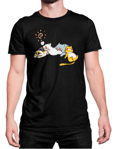 Camiseta Basica Algodão Gatos Dormindo Sol Fofo Cats Love